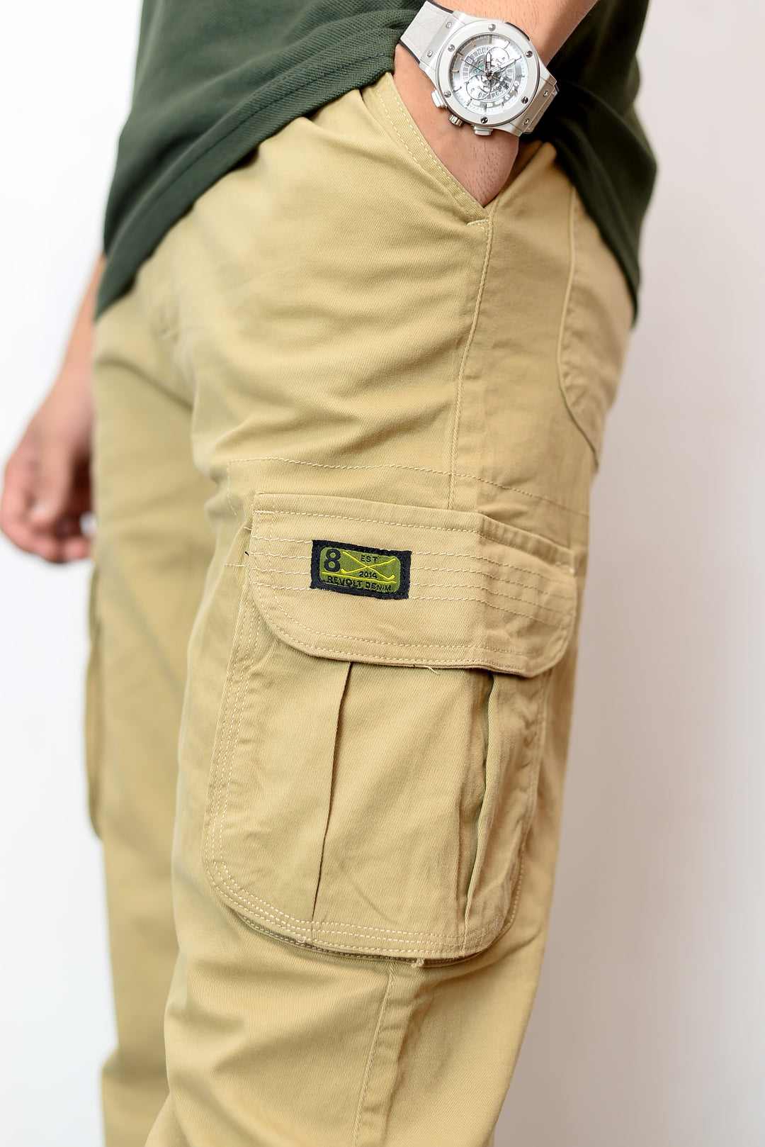 Dark Beige Twill Relax fit Six Pocket Cargo