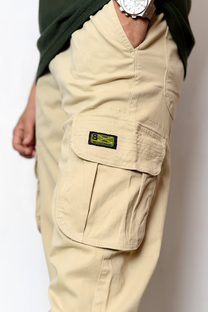 Khaki Twill Relax fit Six Pocket Cargo