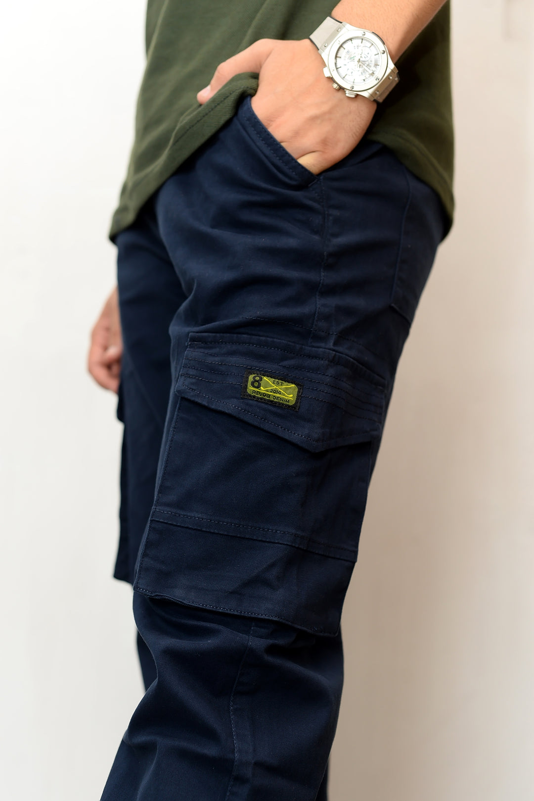 Blue Twill Relax fit Six Pocket Cargo