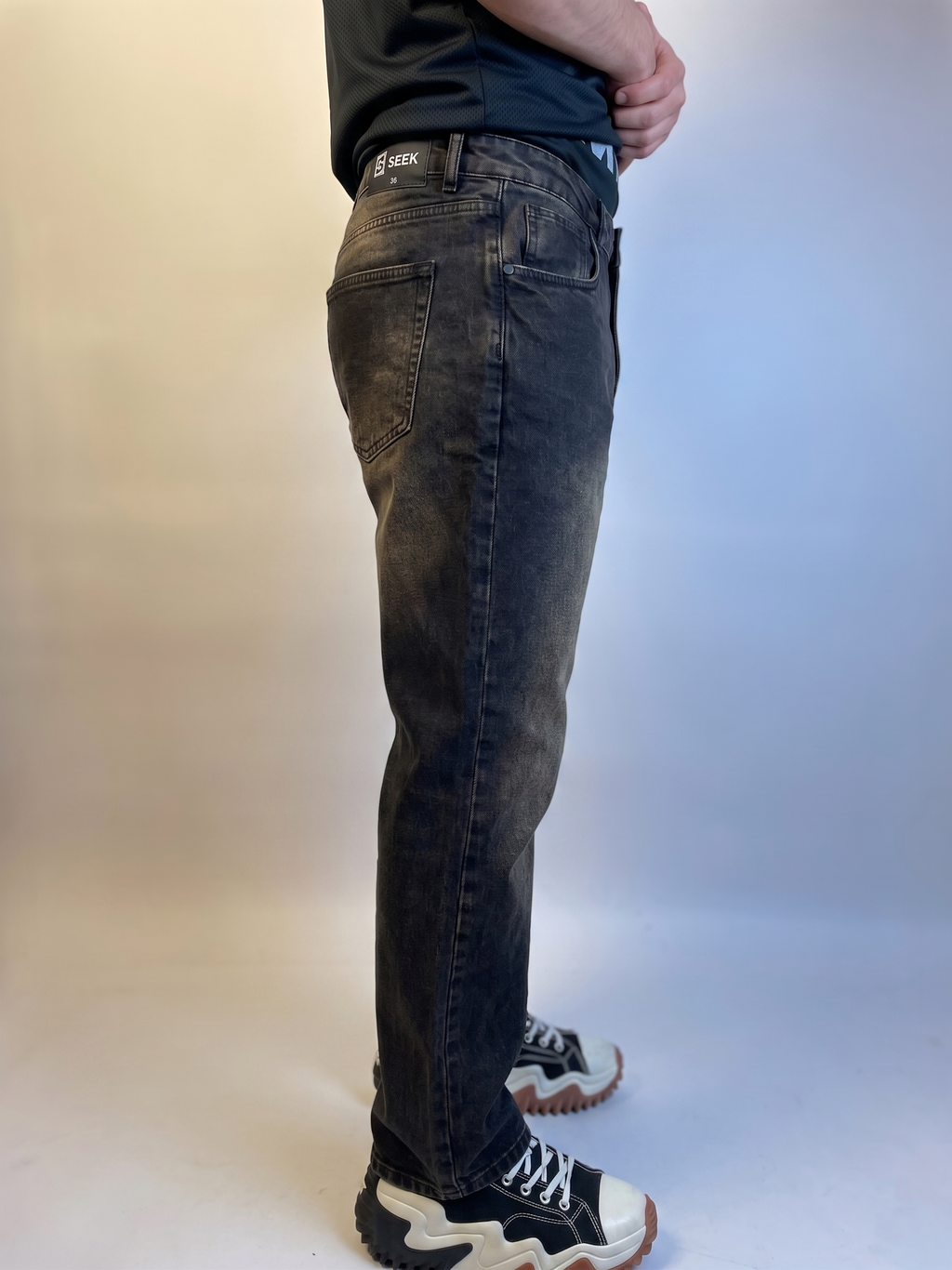 VINTAGE WASH BLACK - WIDE LEG DENIM