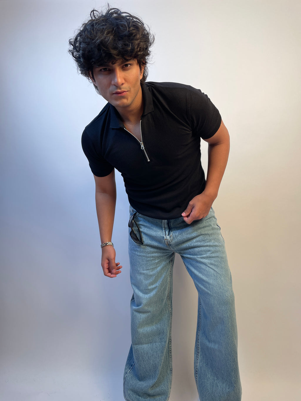 JET BLACK - ZIP POLO