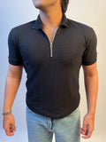 JET BLACK - ZIP POLO