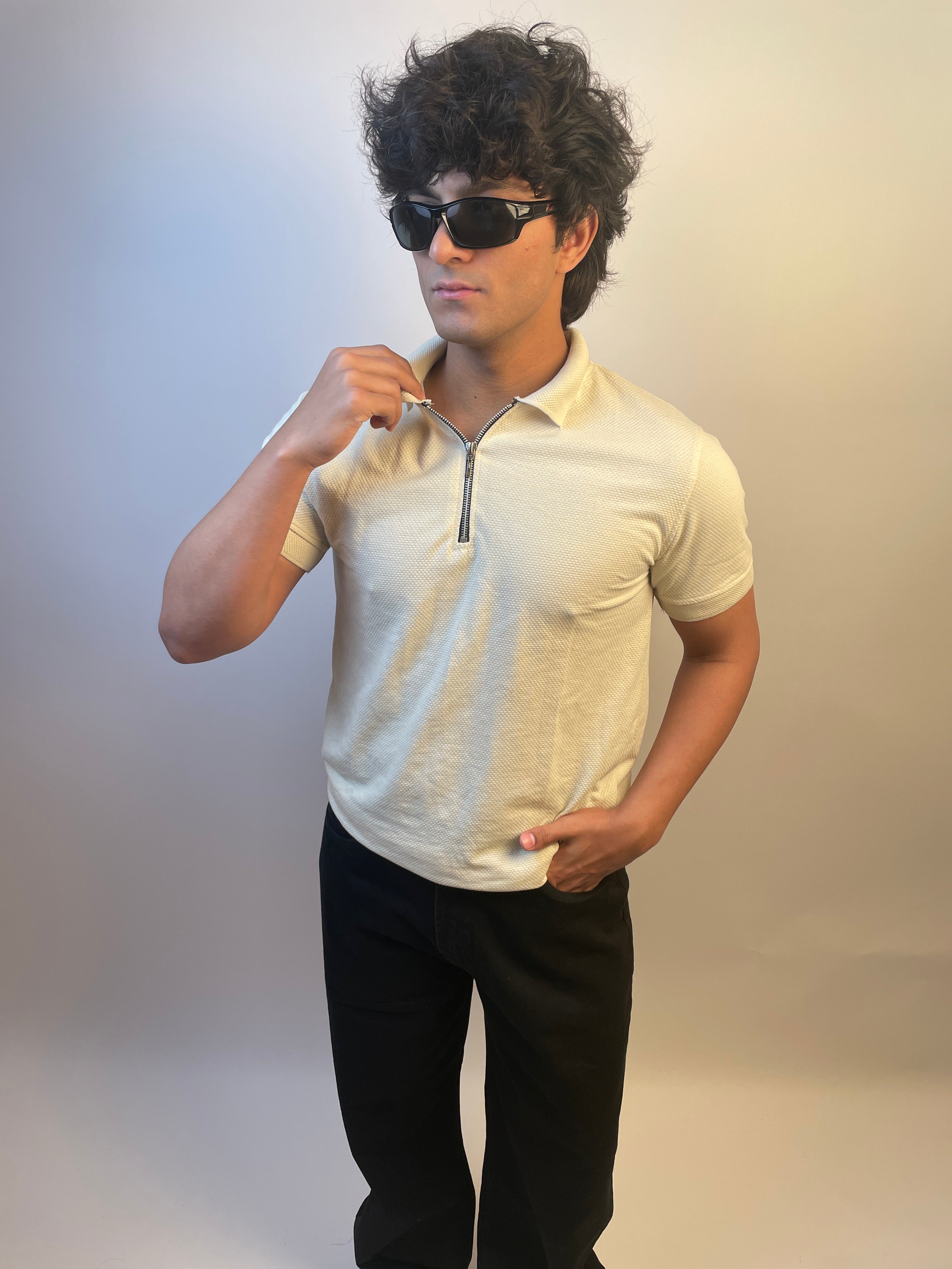 SAND BEIGE - ZIP POLO