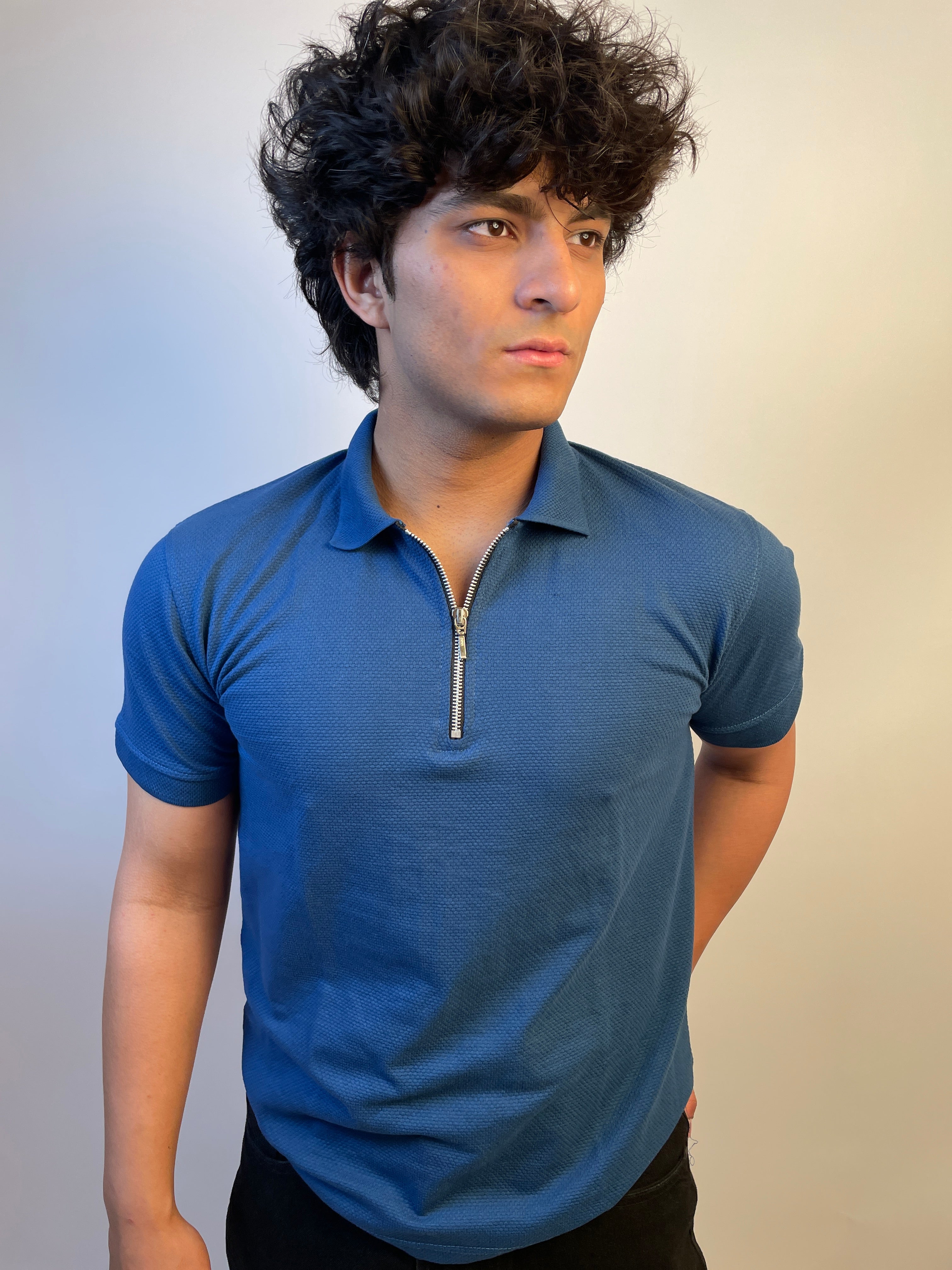 NAVY BLUE - ZIP POLO