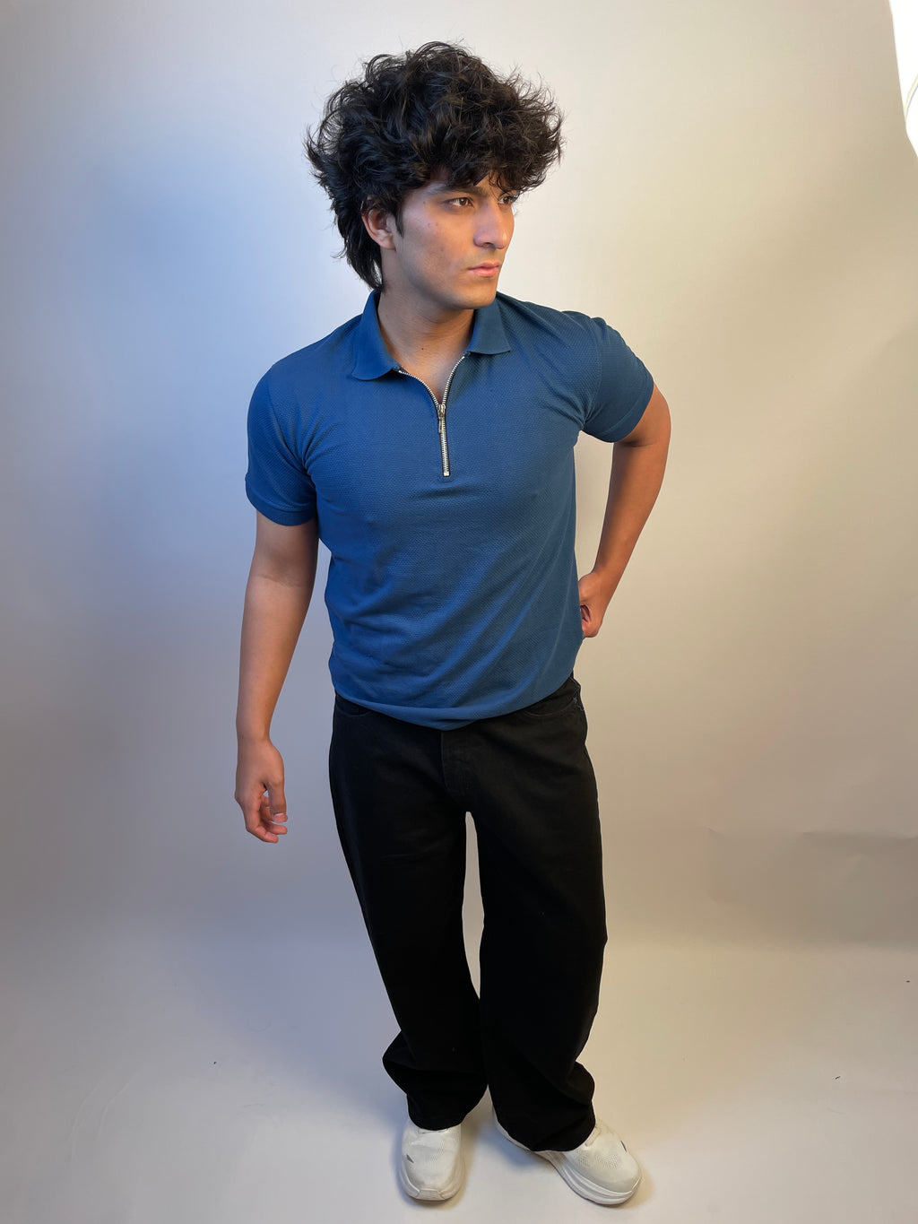 NAVY BLUE - ZIP POLO