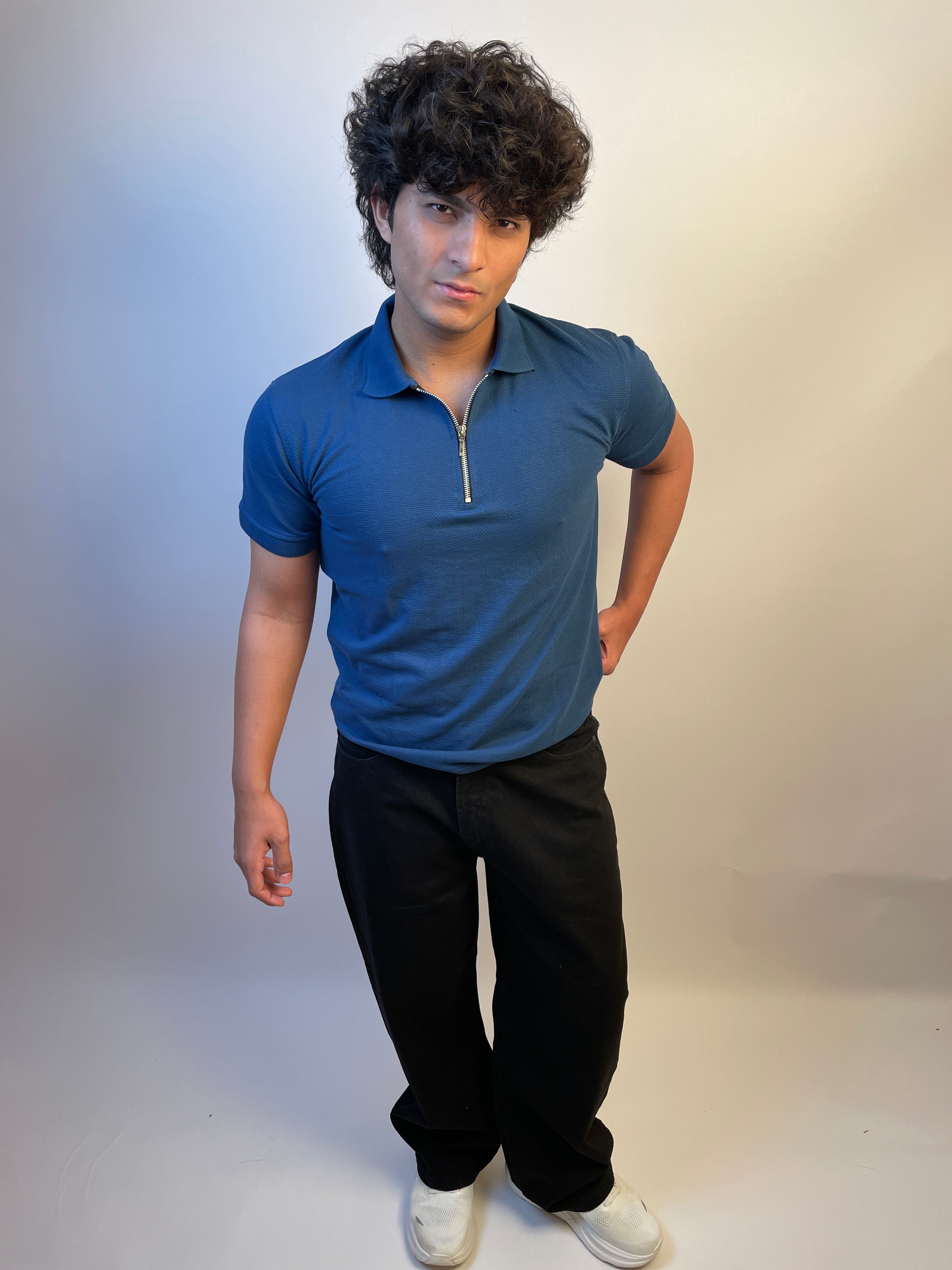 NAVY BLUE - ZIP POLO