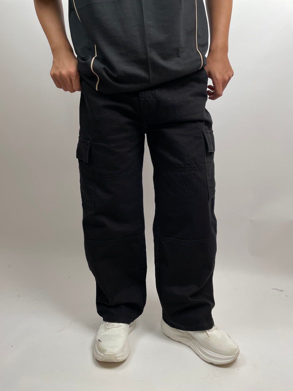 PITCH BLACK - DOUBLE KNEE CARGO PANTS
