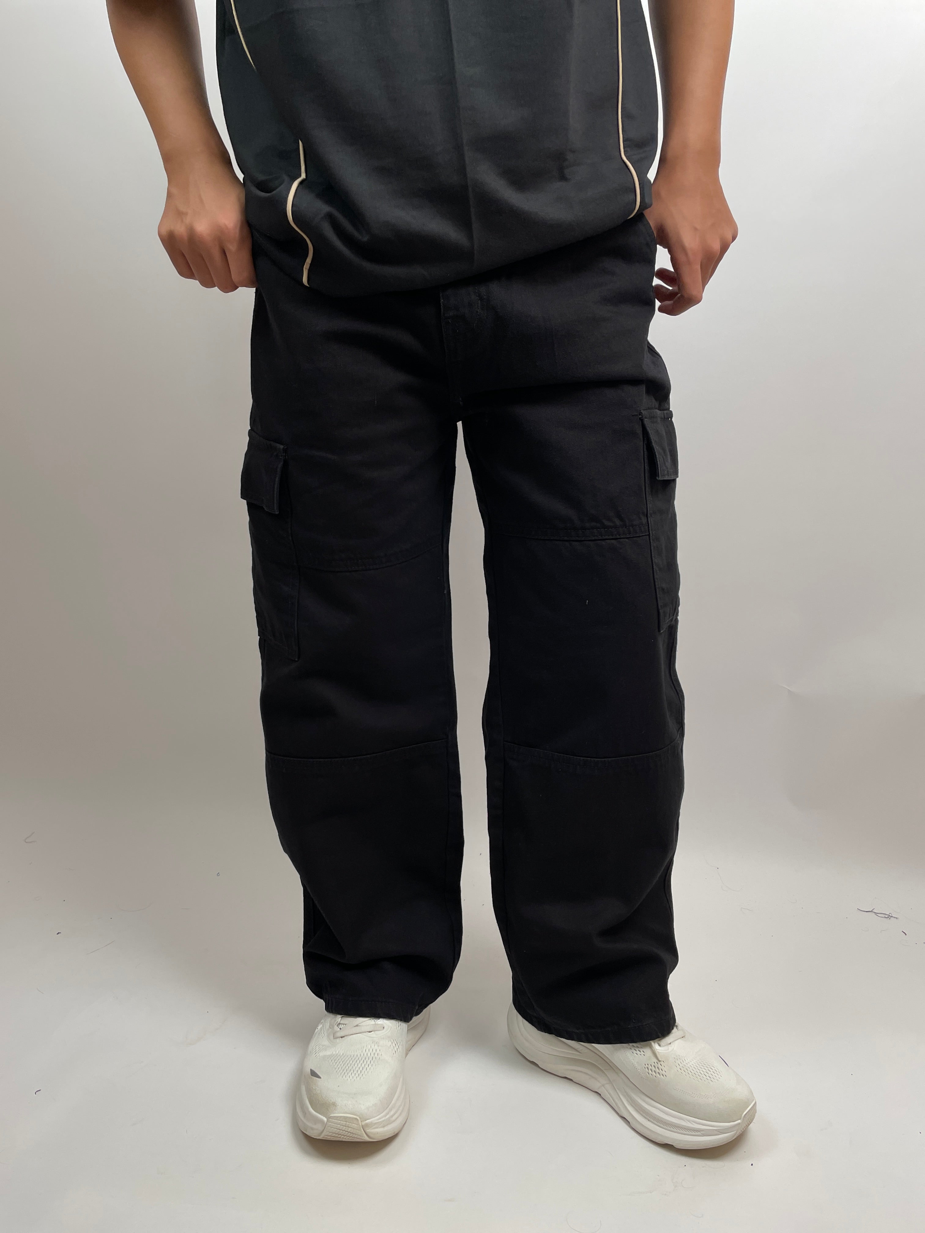 PITCH BLACK - DOUBLE KNEE CARGO PANTS