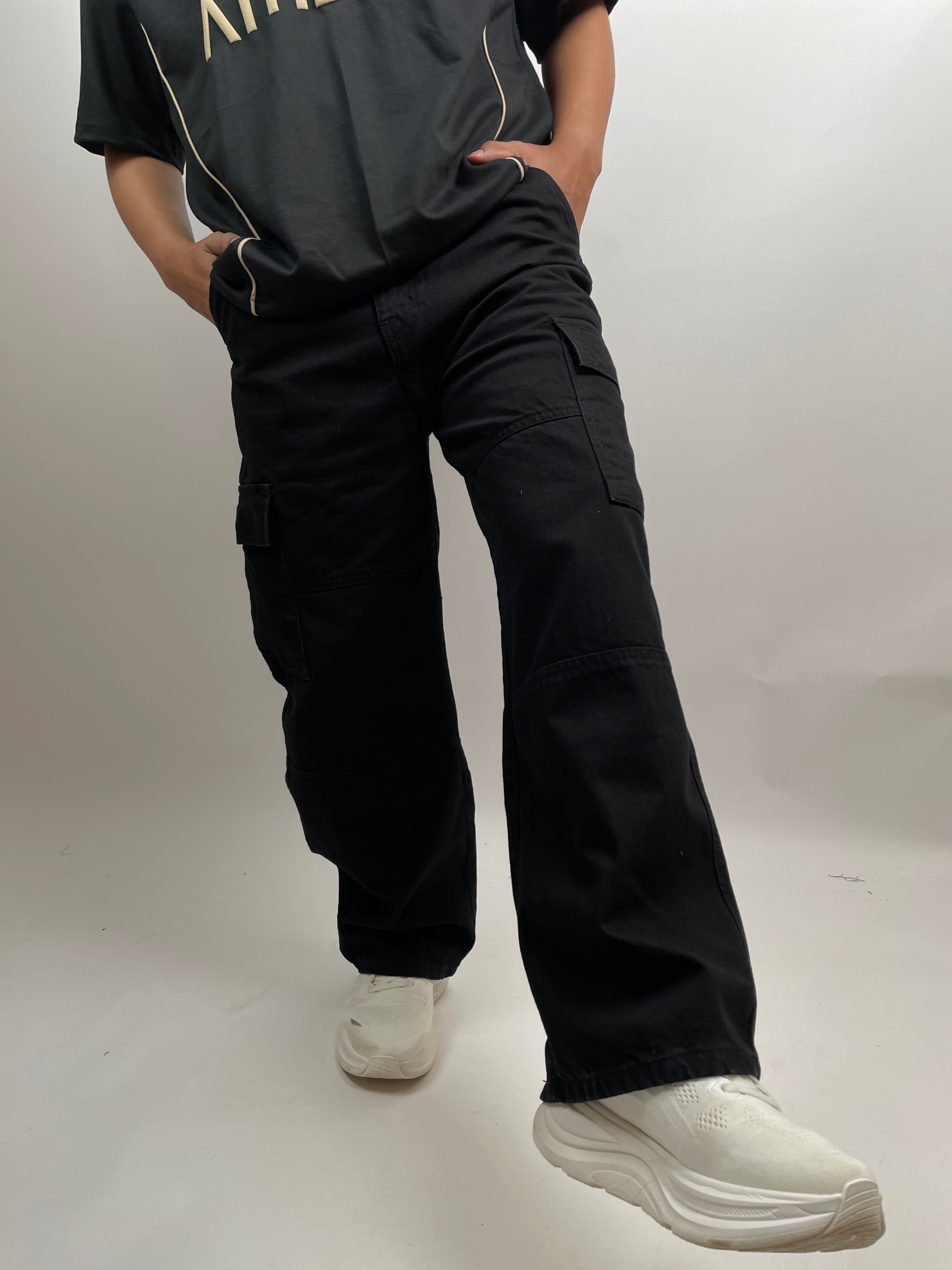 PITCH BLACK - DOUBLE KNEE CARGO PANTS