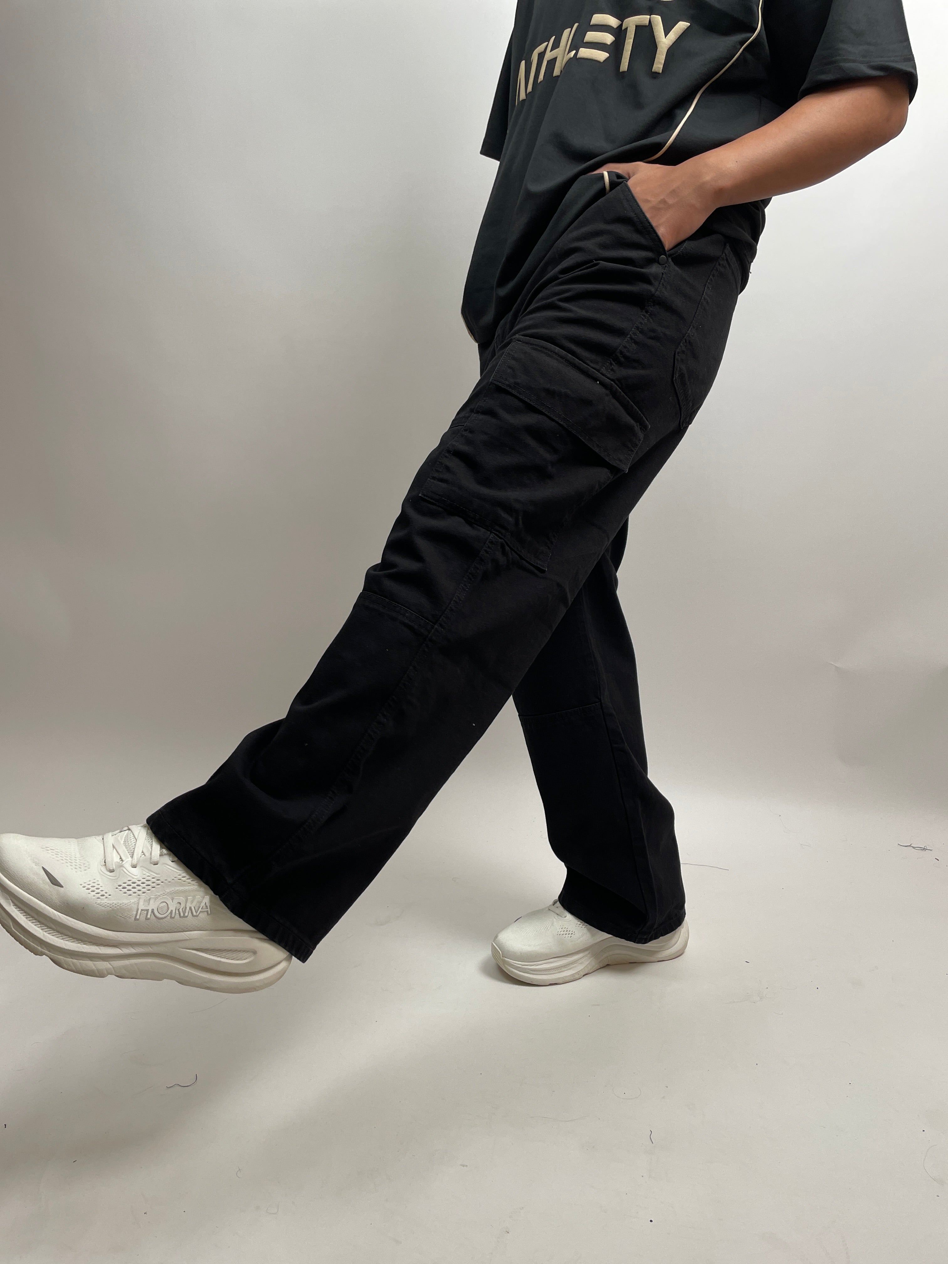 PITCH BLACK - DOUBLE KNEE CARGO PANTS
