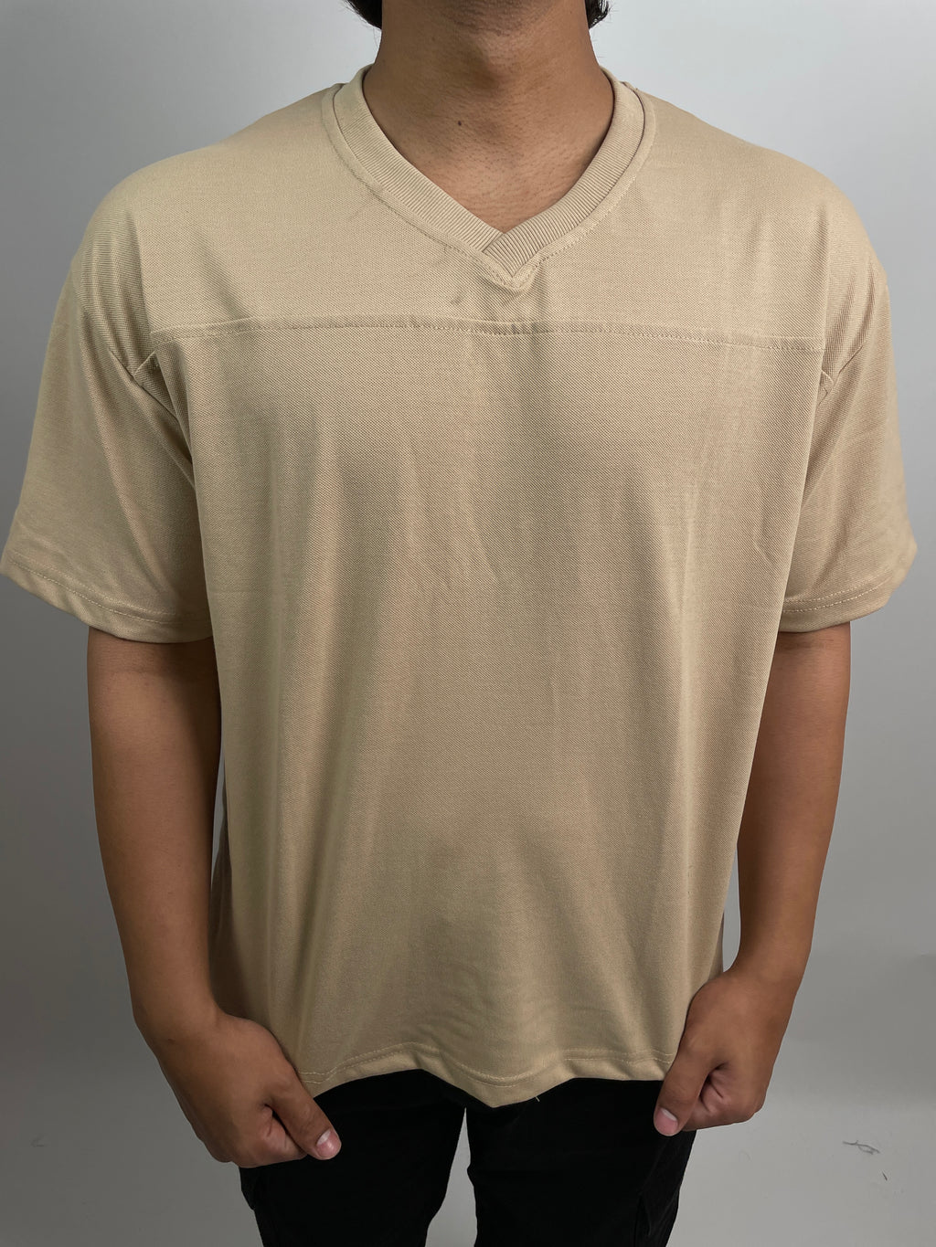 OATMEAL BEIGE - OVERSIZED V-NECK
