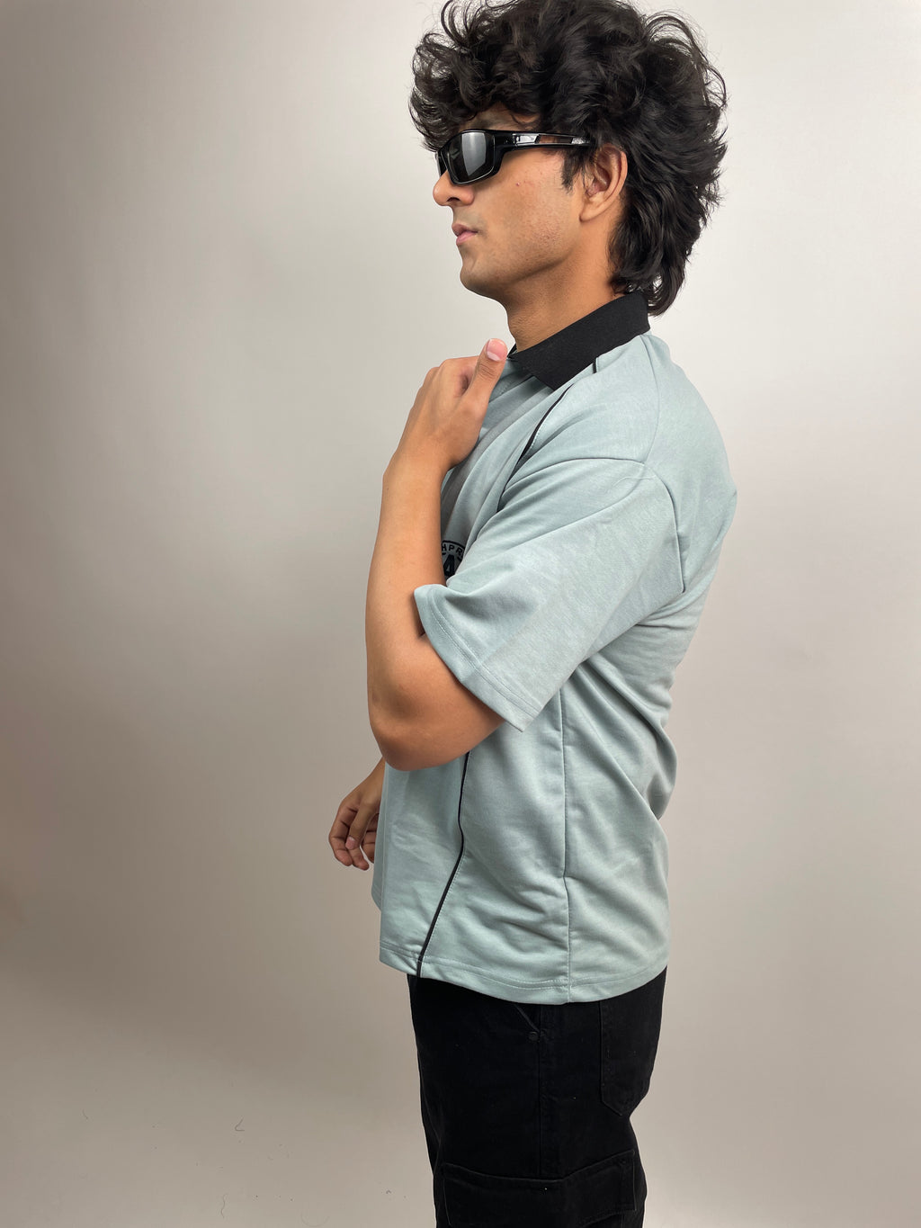 SKY BLACK - OVERSIZED POLO