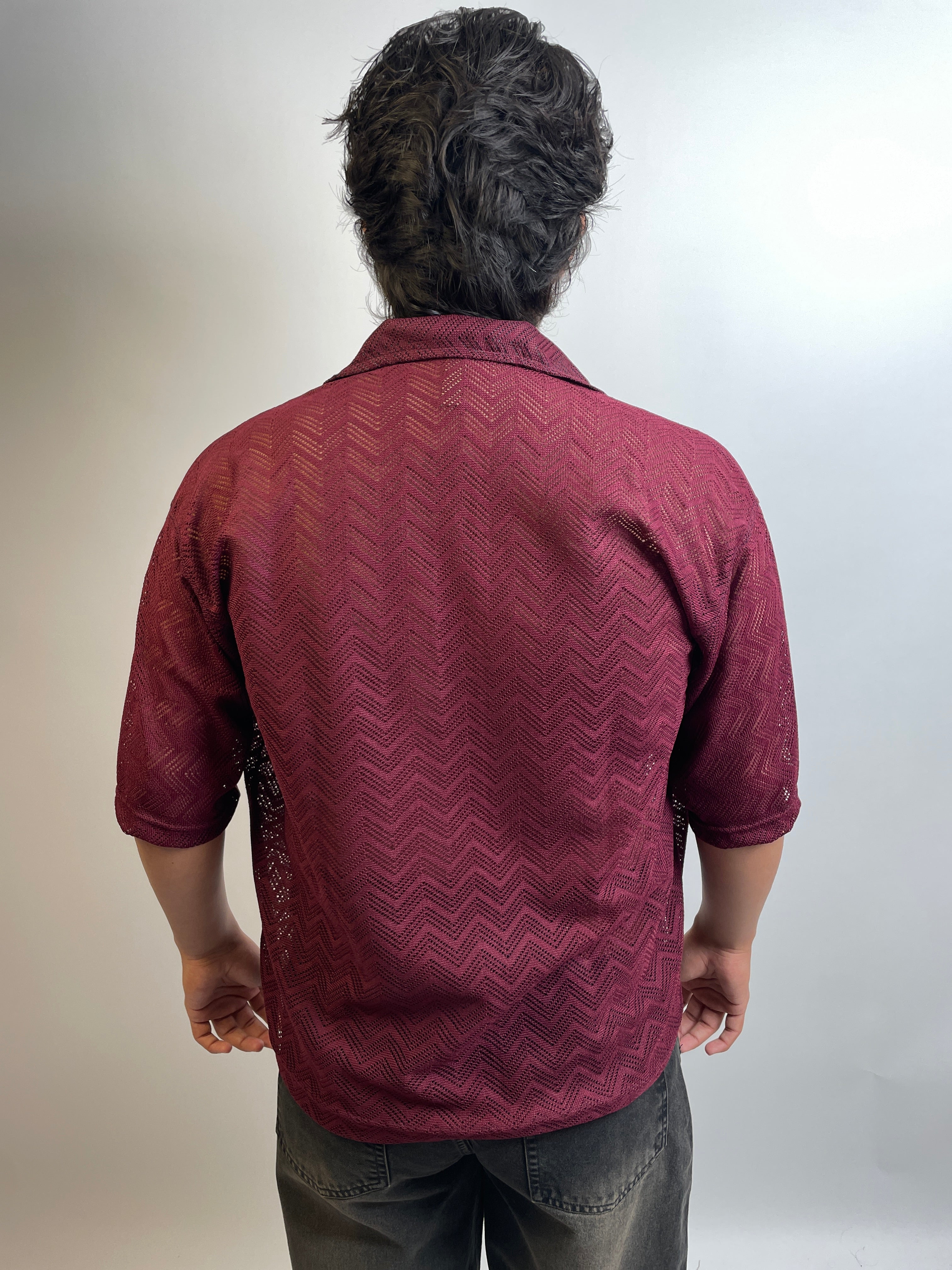 RICH BURGUNDY - CROCHET BUTTON-DOWN