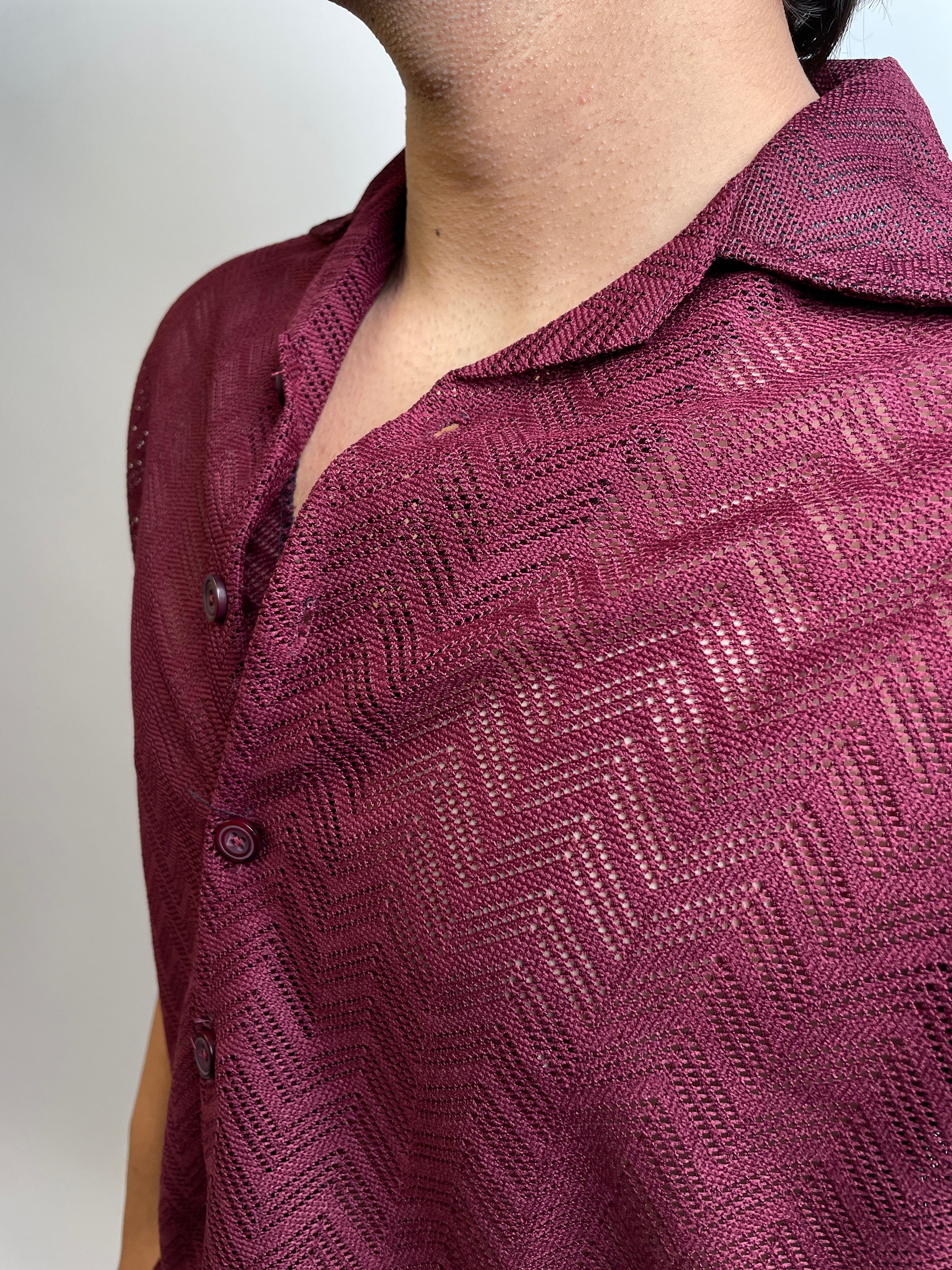 RICH BURGUNDY - CROCHET BUTTON-DOWN