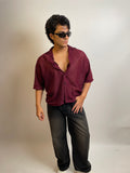 RICH BURGUNDY - CROCHET BUTTON-DOWN