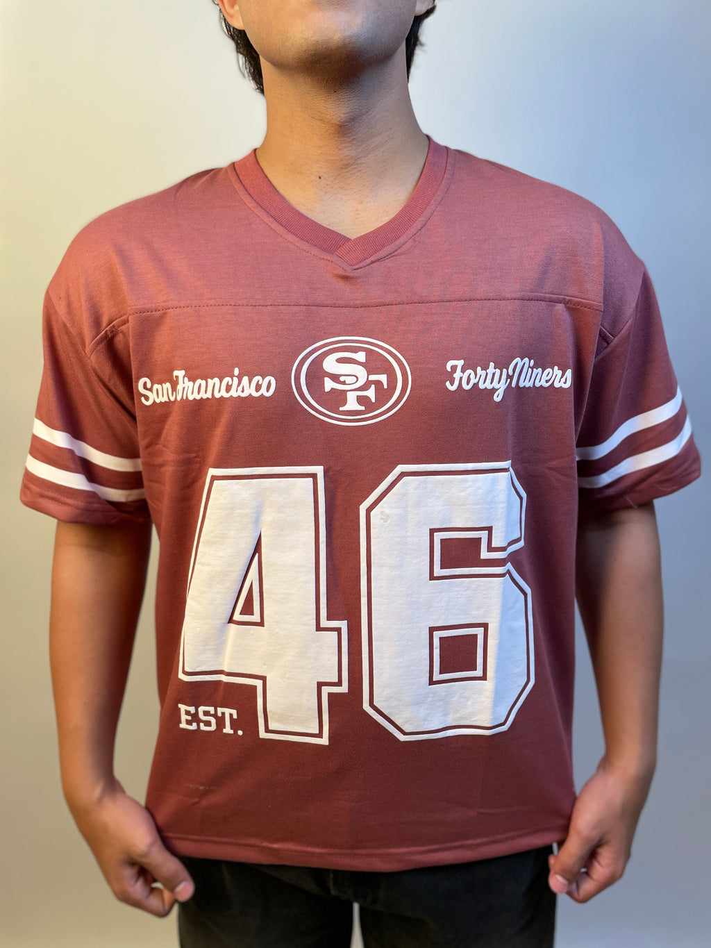 LIGHT ROSEWOOD - 46 OVERSIZED V-NECK JERSEY