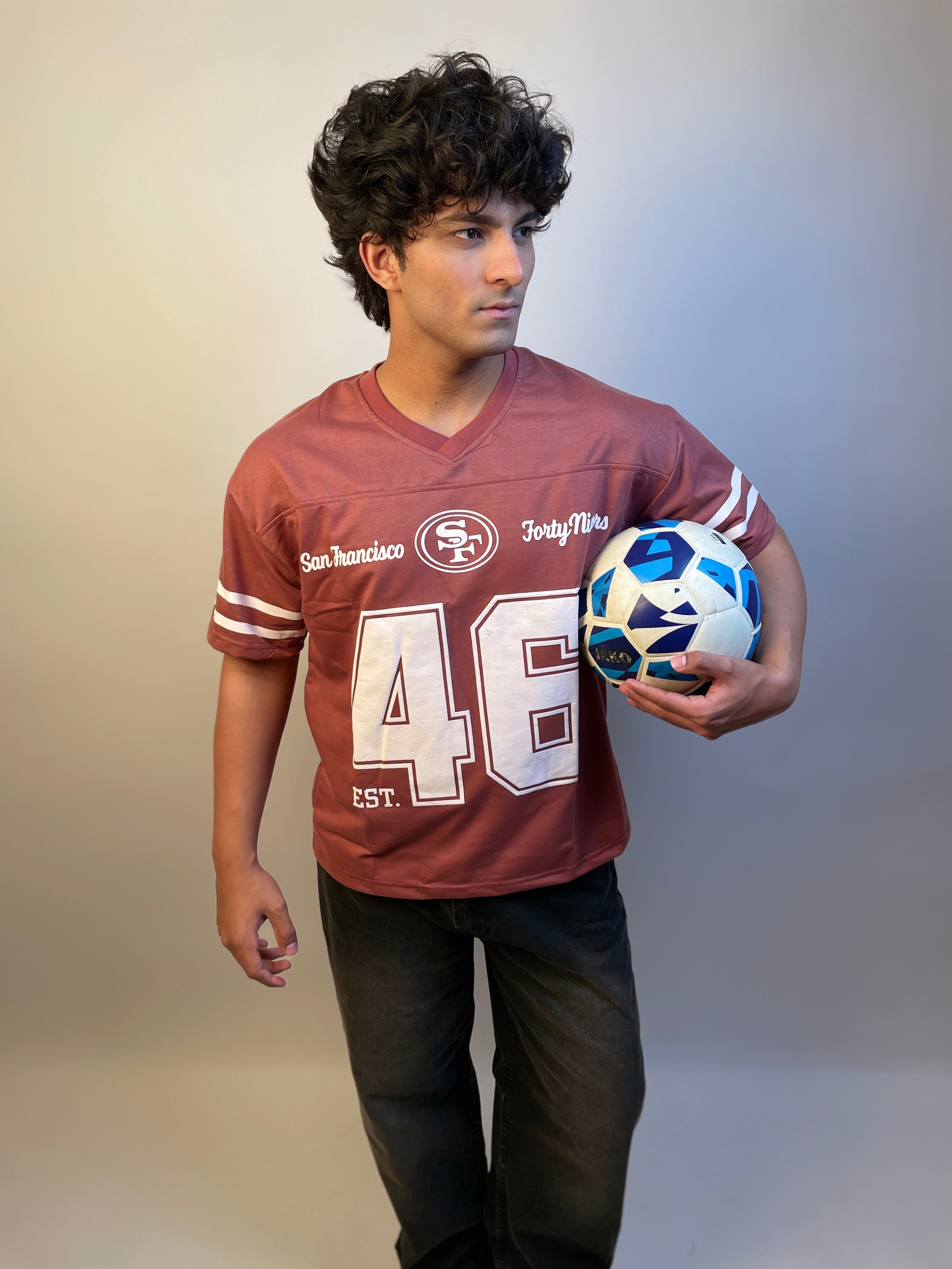 LIGHT ROSEWOOD - 46 OVERSIZED V-NECK JERSEY
