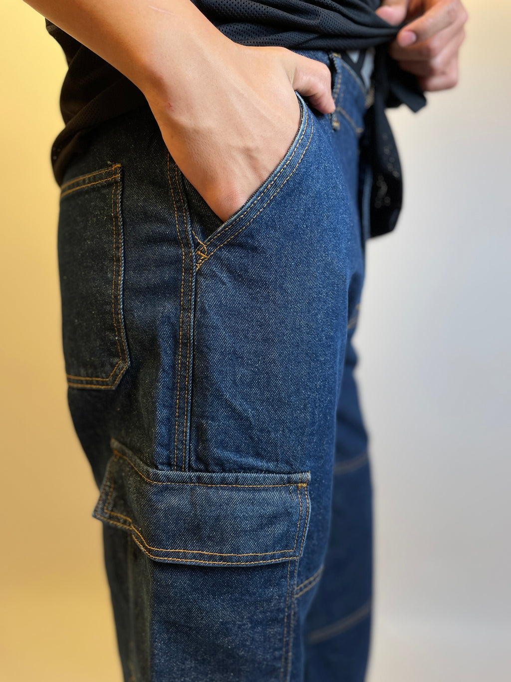 DEEP NAVY - DOUBLE KNEE CARGO PANTS