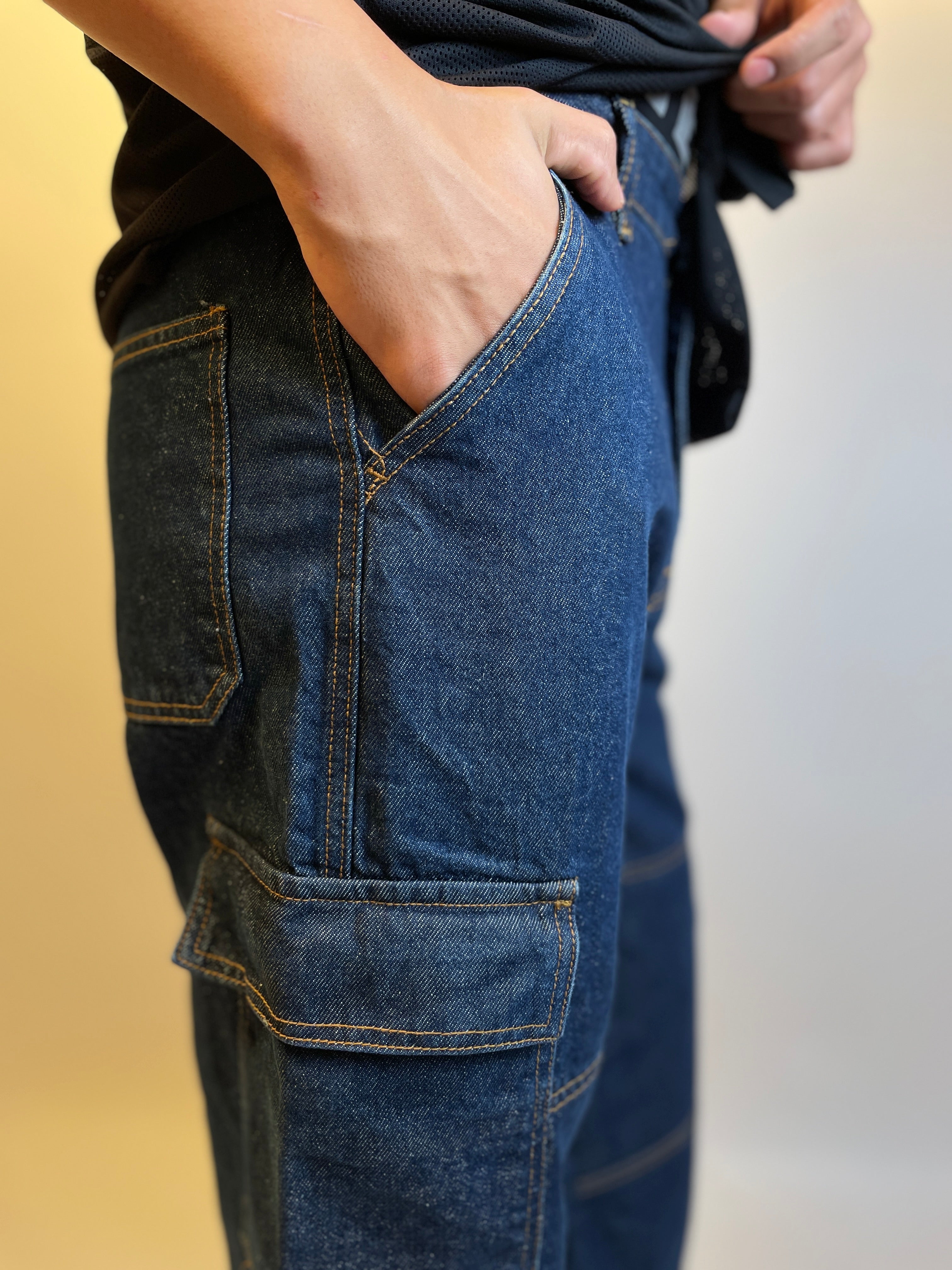 DEEP NAVY - DOUBLE KNEE CARGO PANTS
