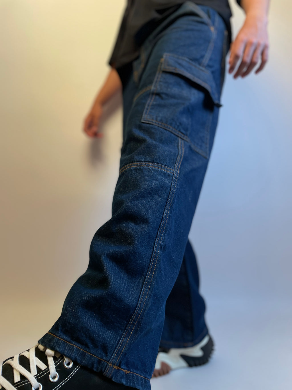 DEEP NAVY - DOUBLE KNEE CARGO PANTS
