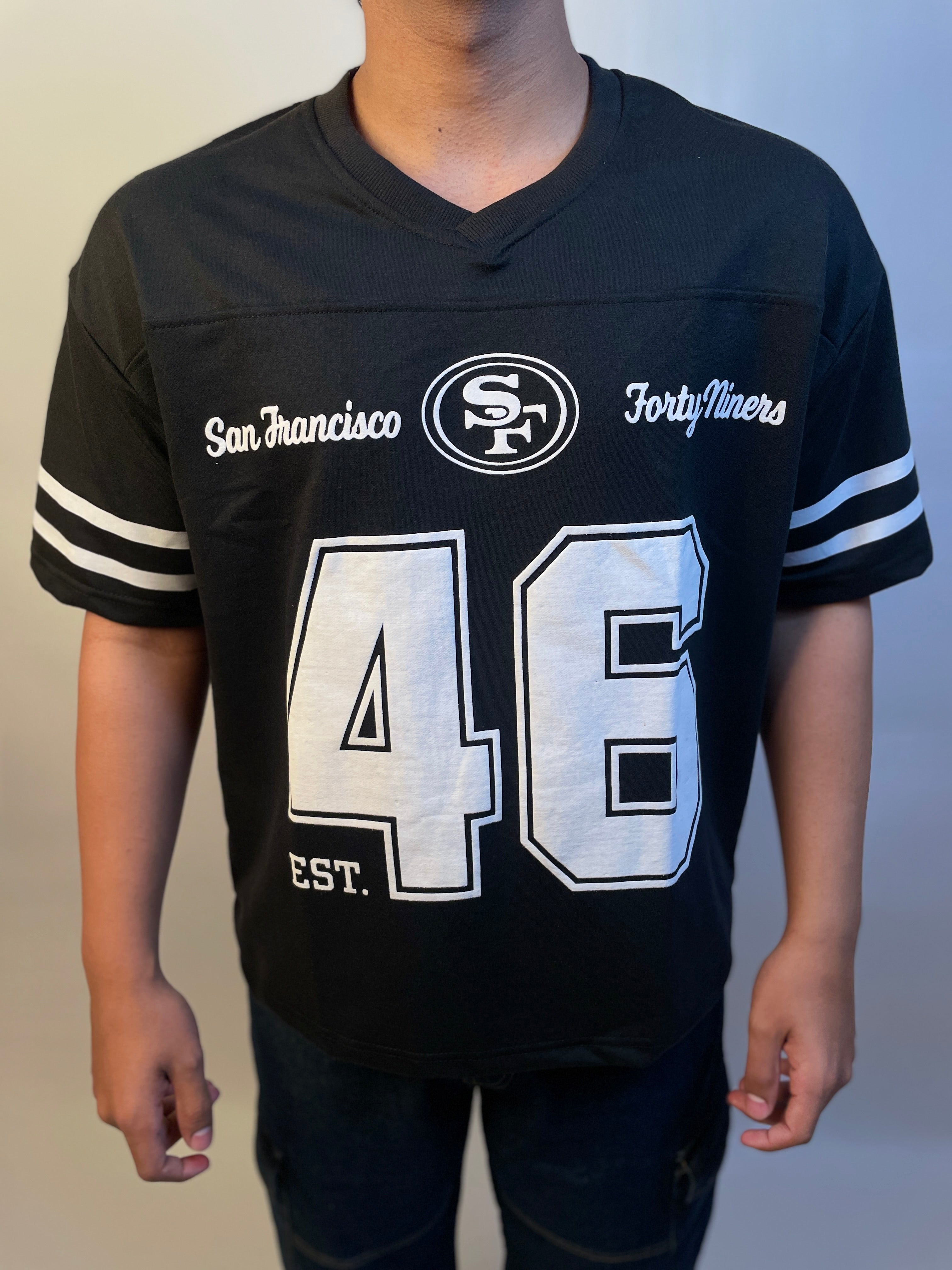 STEALTH BLACK - 46 OVERSIZED V-NECK JERSEY